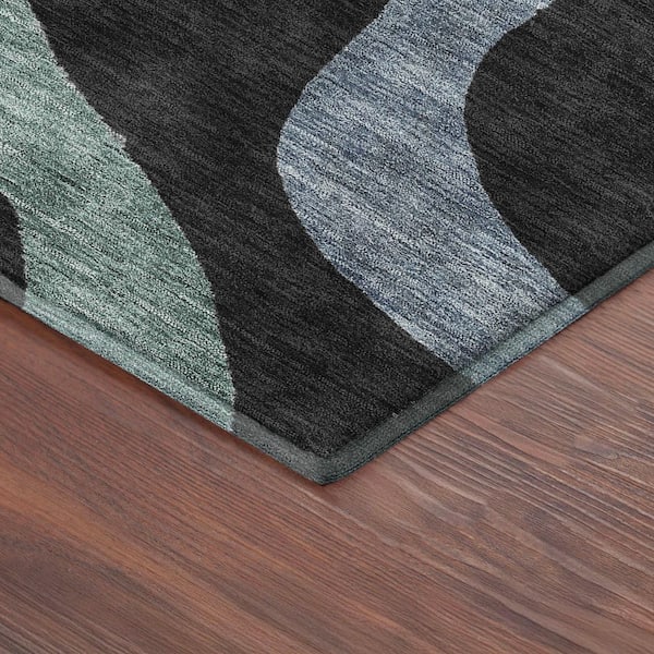 Mayfield Premium Machine Washable Abstract AMF2394 Black 2 ft. x 3 ft. Accent Rug