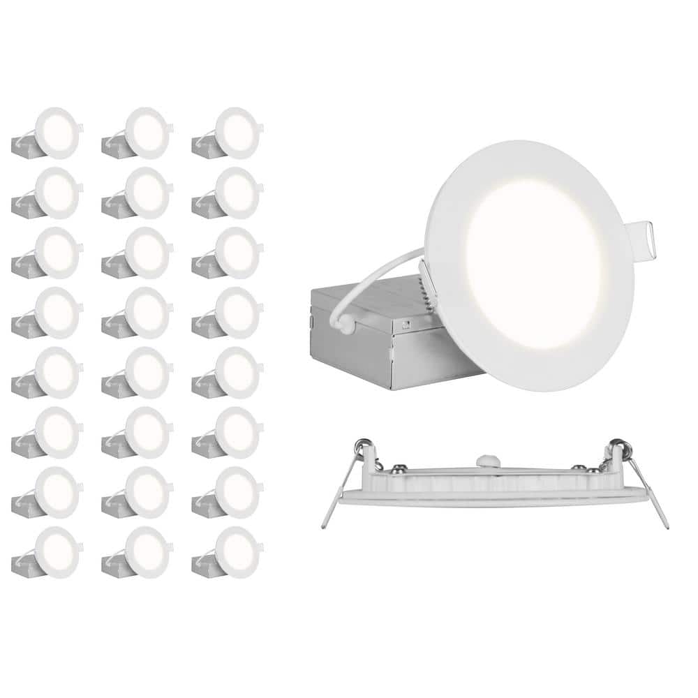 REL 4 in. Round 2700K Remodel IC-Rated Recessed Integrated LED Edge Lit Downlight Kit, White, 24-Pack price history on PriceWatchPro