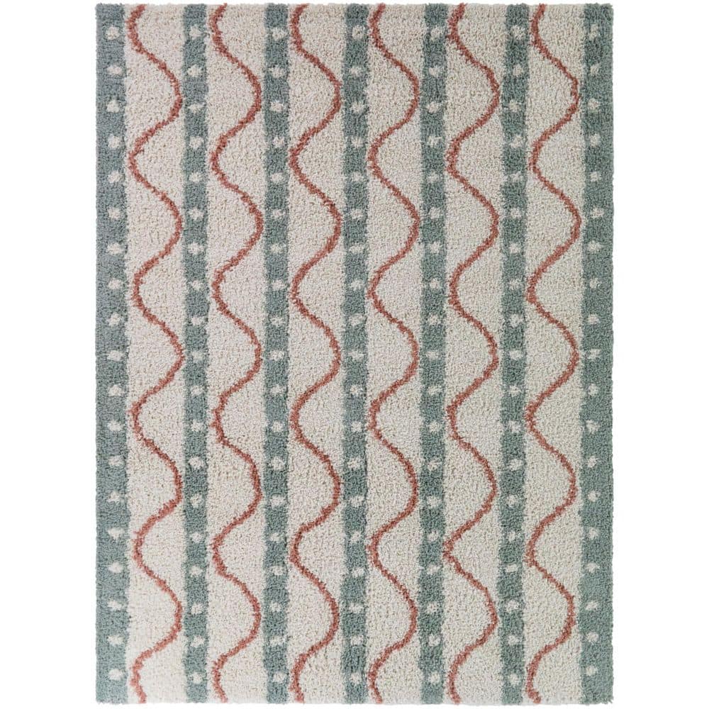 Meridian Green 4 ft. x 6 ft. Wavy Stripe Area Rug price history on PriceWatchPro