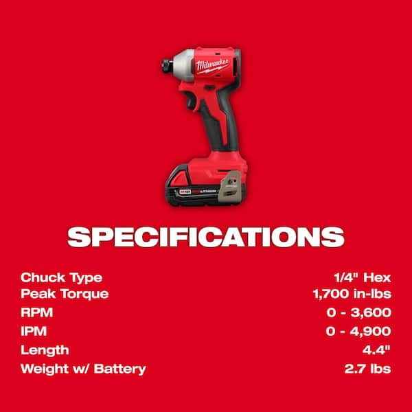 M18 18-Volt Lithium-Ion Compact Brushless Cordless 1/4 in. Impact Driver Kit with SHOCKWAVE Bit Set (45-Piece) M18 18-Volt Lithium-Ion Compact Brushless Cordless 1/4 in. Impact Driver Kit with SHOCKWAVE Bit Set (45-Piece)