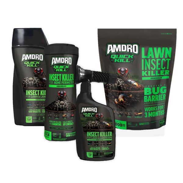 Quick Kill Lawn Insect Killer Combo: 32 oz Concentrate, 32 oz Ready to Spray, 10 lb Granules, 2 lb Perimeter Granules