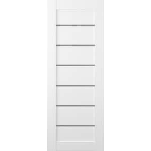 Alba 32 in. x 80 in. No Bore 6-Lite Solid Core Frosted Glass Bianco Noble Finished Wood Composite Interior Door Slab