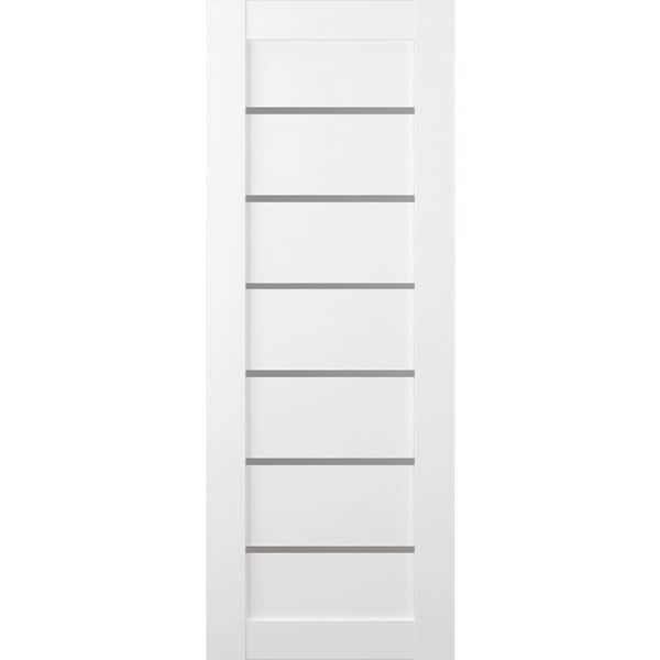 Belldinni Alba 30 in. x 80 in. No Bore 6-Lite Solid Core Frosted Glass Bianco Noble Finished Wood Composite Interior Door Slab