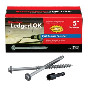 1/4 in. 5 in. LedgerLok Coarse Steel External Hex Drive, Flat Head Ledger Board Wood Screw Fasteners (50-Pack)