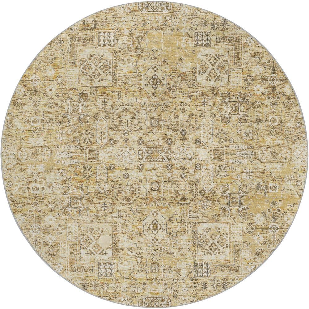 Dream Shag Premium Machine Washable Abstract ADS611 Wheat 8 ft. x 8 ft. Round Rug price history on PriceWatchPro