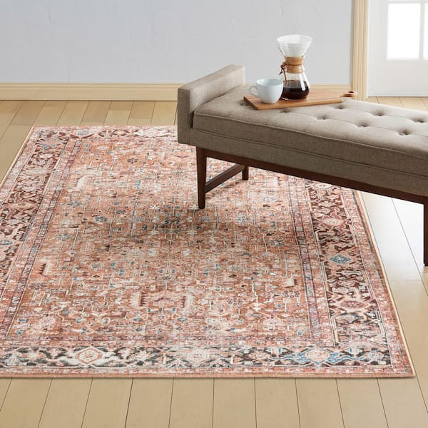 Callaghan Edith Terracotta 6 ft. x 9 ft. Geometric Machine Washable Area Rug