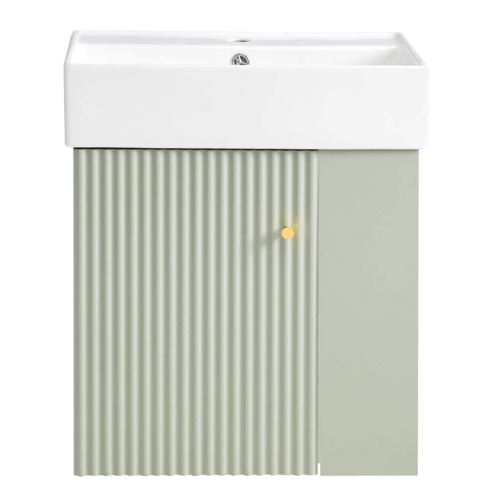 21.6 in. Single Sink Floating Green Bath Vanity with White Ceramic Sink Top price history on PriceWatchPro