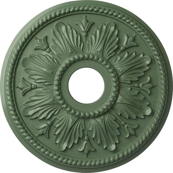 Ekena Millwork 2-3/4" x 18-1/8" x 18-1/8" Polyurethane Edinburgh Ceiling Medallion, Hand-Painted Athenian Green