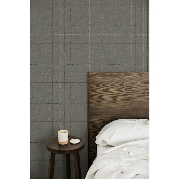 60.75 sq. ft. Pavestone Gorton Plaid Embossed Vinyl Unpasted Wallpaper Roll