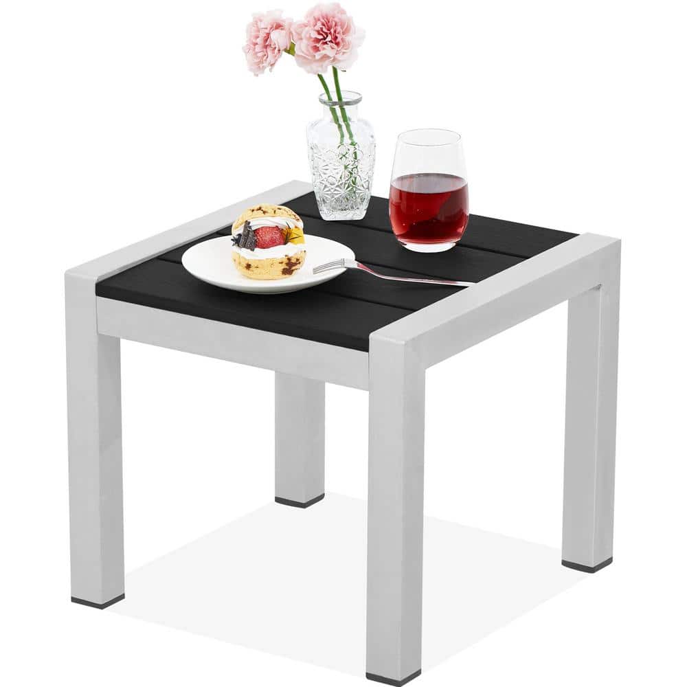 Square Black Aluminum 15.74 in. W x 15.74 in. D x 13.77 in. H Outdoor Side Table price history on PriceWatchPro