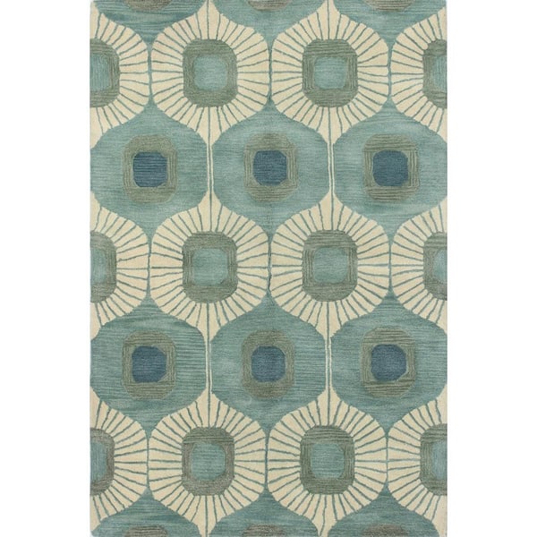 Chelsea Aqua 9 ft. x 12 ft. (8'6" x 11'6") Geometric Contemporary Area Rug