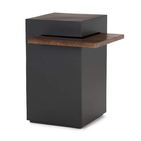 Charles 20 in. Black Square Mango Wood Console Table with Open Shelf Storage