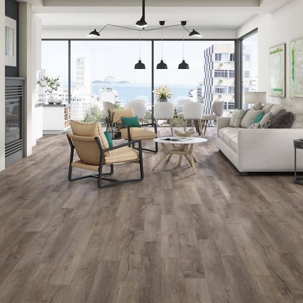 Polished Pro Ashen Greige 20 MIL x 6 in. W x 48 in. L Glue Down Waterproof Luxury Vinyl Flooring (42 sq.ft./case)