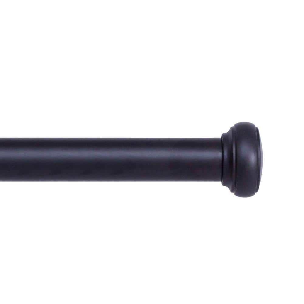 Kenney Weaver 72 in. - 144 in. Adjustable Single Indoor/Outdoor Curtain Rod 1 in. Diameter in Black with Cap Finials KN90001