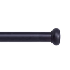 Weaver 72 in. - 144 in. Adjustable Single Indoor/Outdoor Curtain Rod 1 in. Diameter in Black with Cap Finials