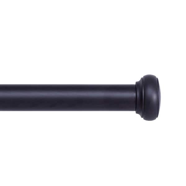 Kenney Weaver 72 in. - 144 in. Adjustable Single Indoor/Outdoor Curtain Rod 1 in. Diameter in Black with Cap Finials