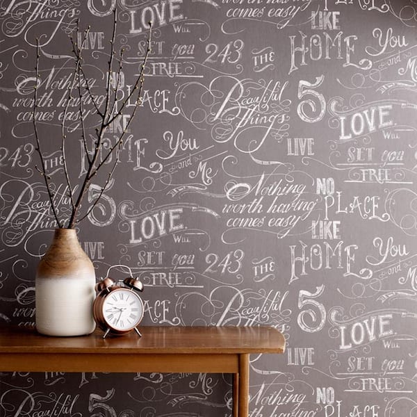 Chalk Board Grey Wallpaper