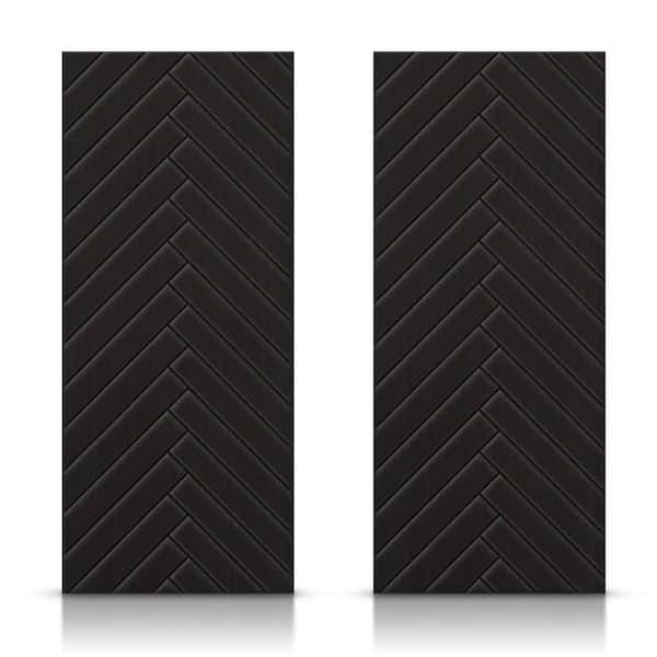 CALHOME 48 in. x 80 in. Hollow Core Black Painted Composite MDF Interior Double Closet Sliding Doors
