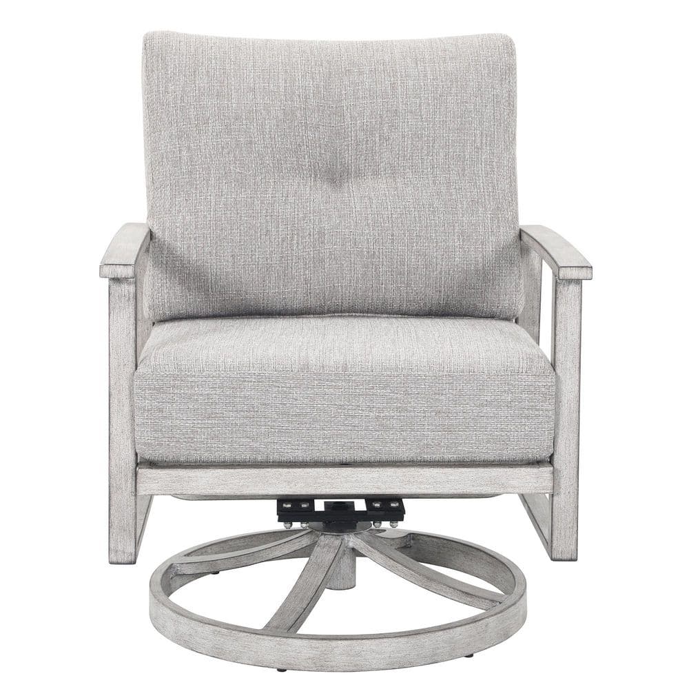 Gray Aluminum Swivel Outdoor Couch with Gray Cushions for Patio, Porch, Garden, Poolside (2-Pack) price history on PriceWatchPro