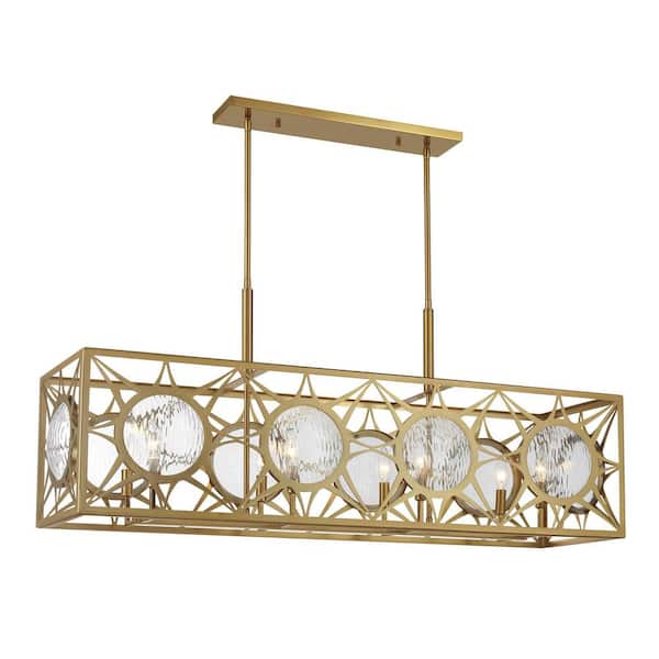 Balfour 8-Light Warm Brass Transitional Glam Linear Chandelier
