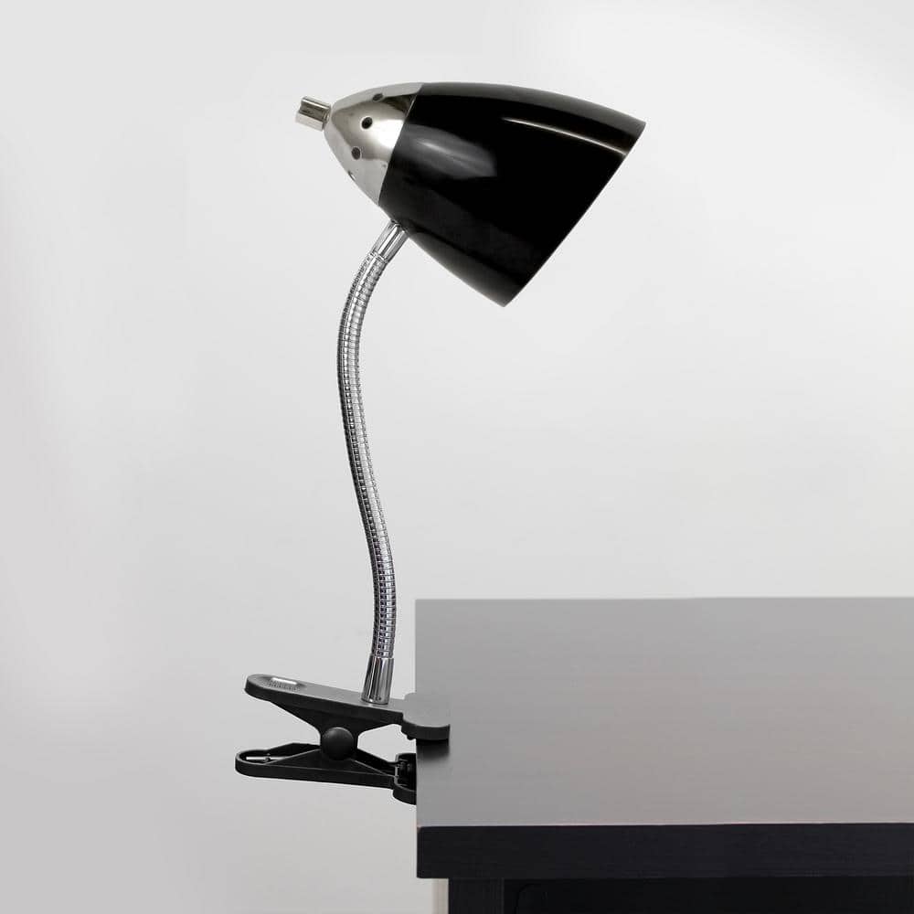 Adjustable Arc Black Clip-on Desk Lamp with Flexible Gooseneck