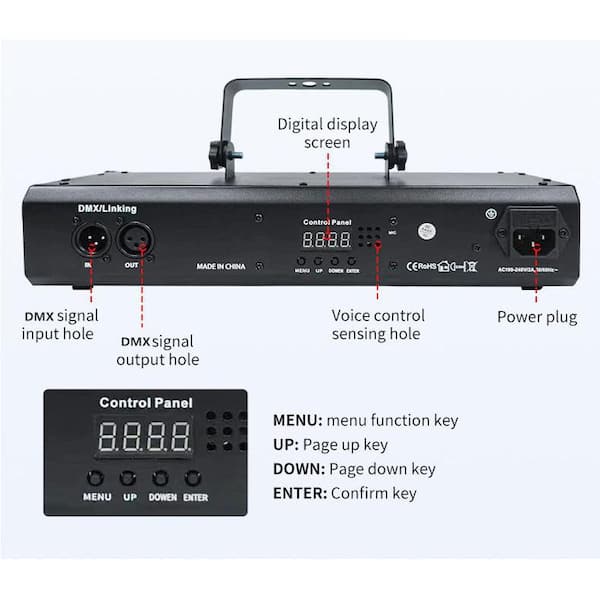 Party Lights DJ Disco Lights, 3D Effect Sound Sensing Laser Lights Flash Stage Lights Projector