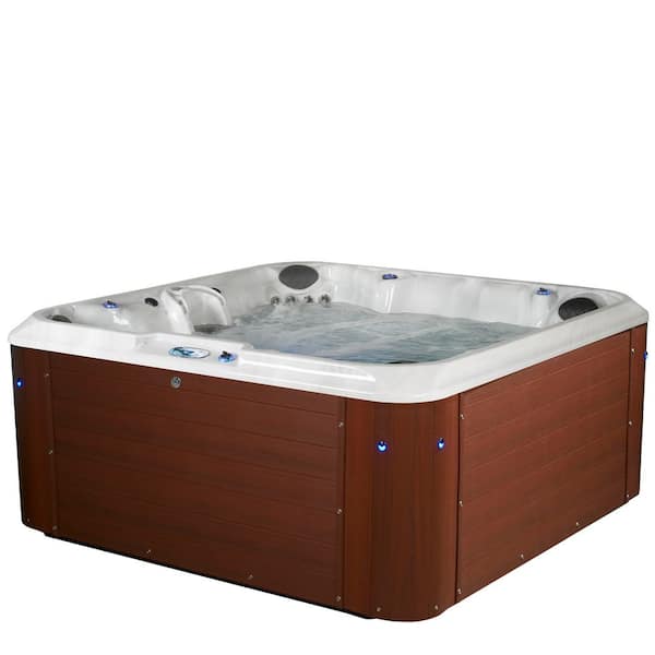 AquaLife Amplified 6-Person 100-Jet 240-Volt Lounger Hot Tub with Bluetooth Stereo and 3 Pumps