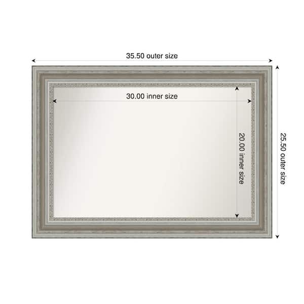 Amanti Art Parlor Silver 35.5 in. x 25.5 in. Custom Non-Beveled Recycled Polystyrene Framed Bathroom Vanity Wall Mirror