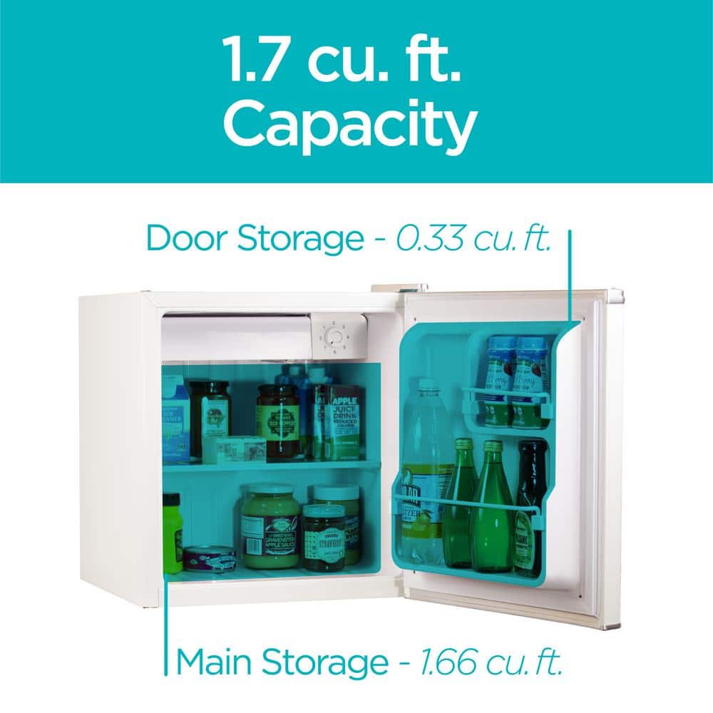 Compact White Energy Star Mini Fridge with Freezer, 1.7 Cu. Ft.