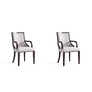 Grand Light Grey Faux Leather Dining Arm Chair (Set of 2)