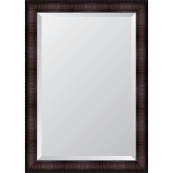 Melissa Van Hise Medium Rectangle Walnut Beveled Glass Classic Mirror (30 in. H x 42 in. W)