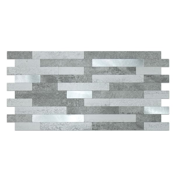 Grey Slate Look 12 in. x 6 in. Vinyl Peel and Stick Backsplash 20-Pack
