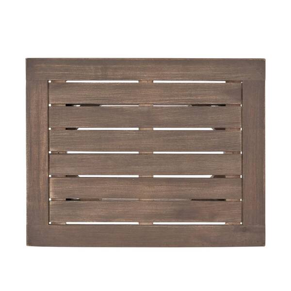 Grey Acacia Wood Outdoor 19 in. Side Table End Table Small Coffee