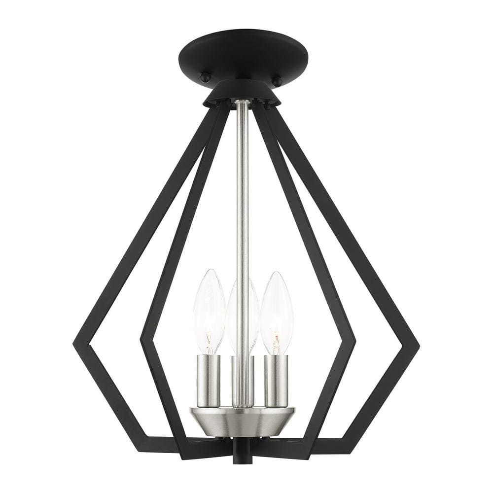 Prism 3-Light Black Brushed Nickel Mini Chandelier for Indoor/Outdoor
