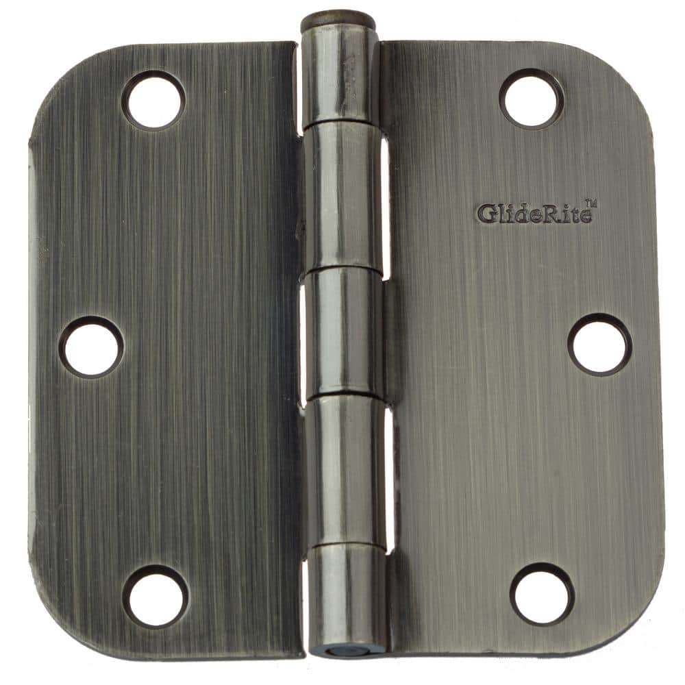 Antique Brass 3-1/2 Inch Door Hinge with Radius Corners