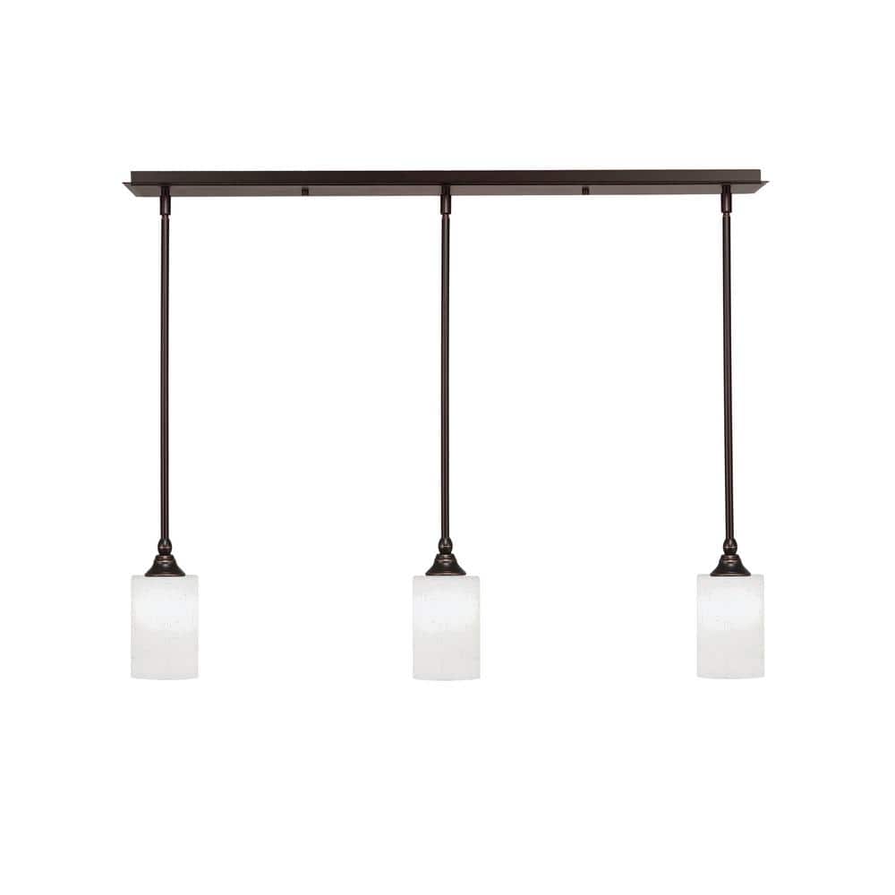 Livingston 100-Watt 3-Light Dark Granite Shaded Pendant Light with 4 in. Wh