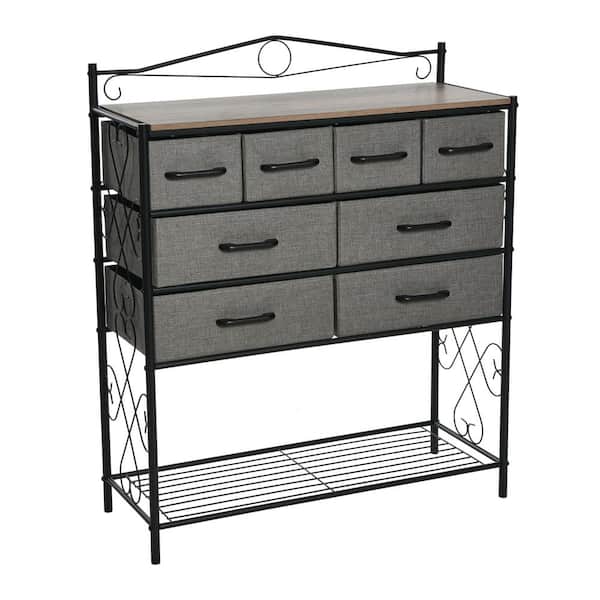 HOUSEHOLD ESSENTIALS Victoria Ashwood Sideboard 40.5 in. Accent Cabinet with 8-Drawers and Shoe Storage