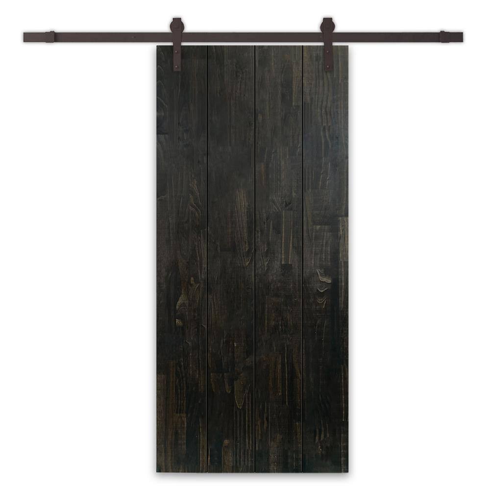 34 in. x 96 in. Charcoal Black Stained Pine Wood Modern Interior Sliding Barn Door with Hardware Kit price history on PriceWatchPro