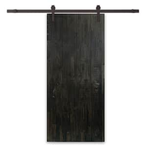 40 in. x 96 in. Charcoal Black Stained Solid Wood Modern Interior Sliding Barn Door with Hardware Kit