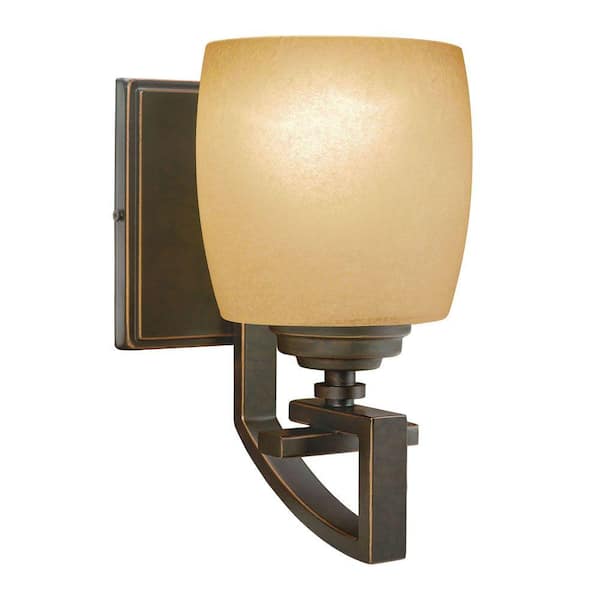 Photo 1 of 1-Light Bronze Sconce with Scavo Glass Shade PREVIOUSLY OPENED