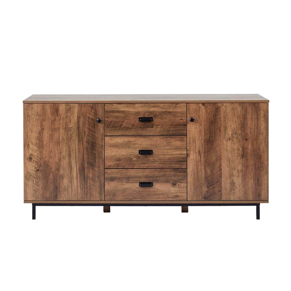 Brooklyn 59'' Brown Acacia Sideboard with Metal Legs