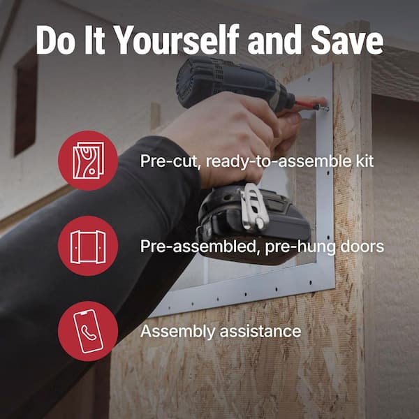 DIY Beachwood 32 ft. x 12 ft Wooden Outdoor Storage Garden Shed with Floor Windows, and Double Door (384 sq. ft. )