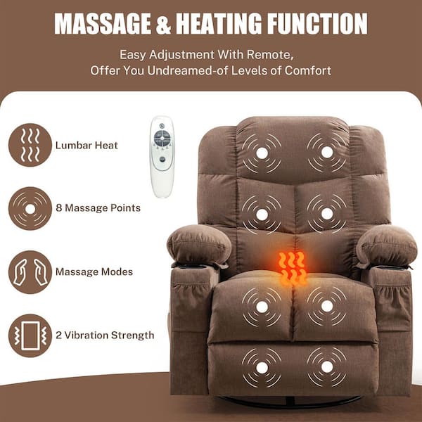 YOFE Large 22.83 in. Wide Seat Brown Fabric Manual 360° Swivel