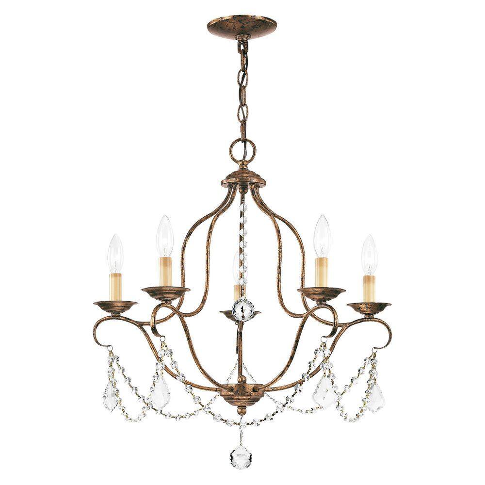 Venetian Golden Bronze Mini Crystal 5-Light Chandelier