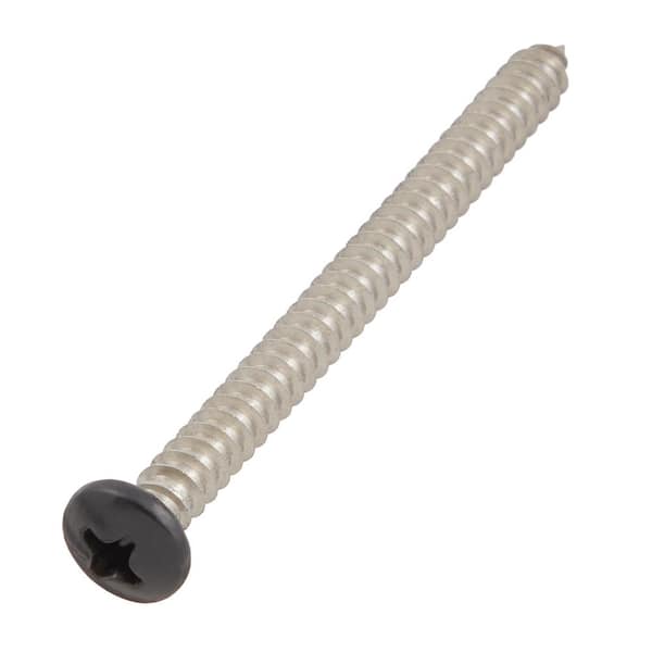 #8 x 2 in. Black Stainless Steel Phillips Pan Head Standard Sheet Metal Screw (10-Pack)