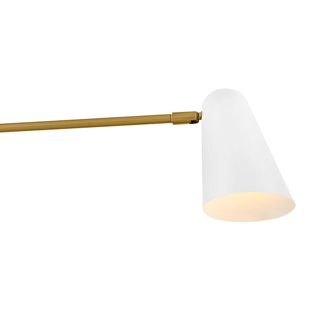 Lacquered Brass and White 30" 3-Light Chandelier