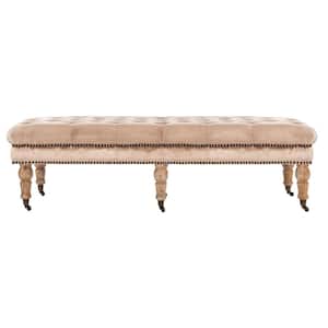 Barney Brown/Gold Upholstered Entryway Bench