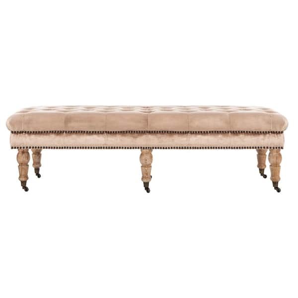 SAFAVIEH Barney Brown/Gold Upholstered Entryway Bench