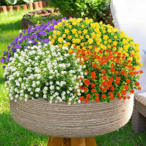 Artificial Yellow Plastic Flowers, 6-Bundles L07RTWH1N1 - The Home
