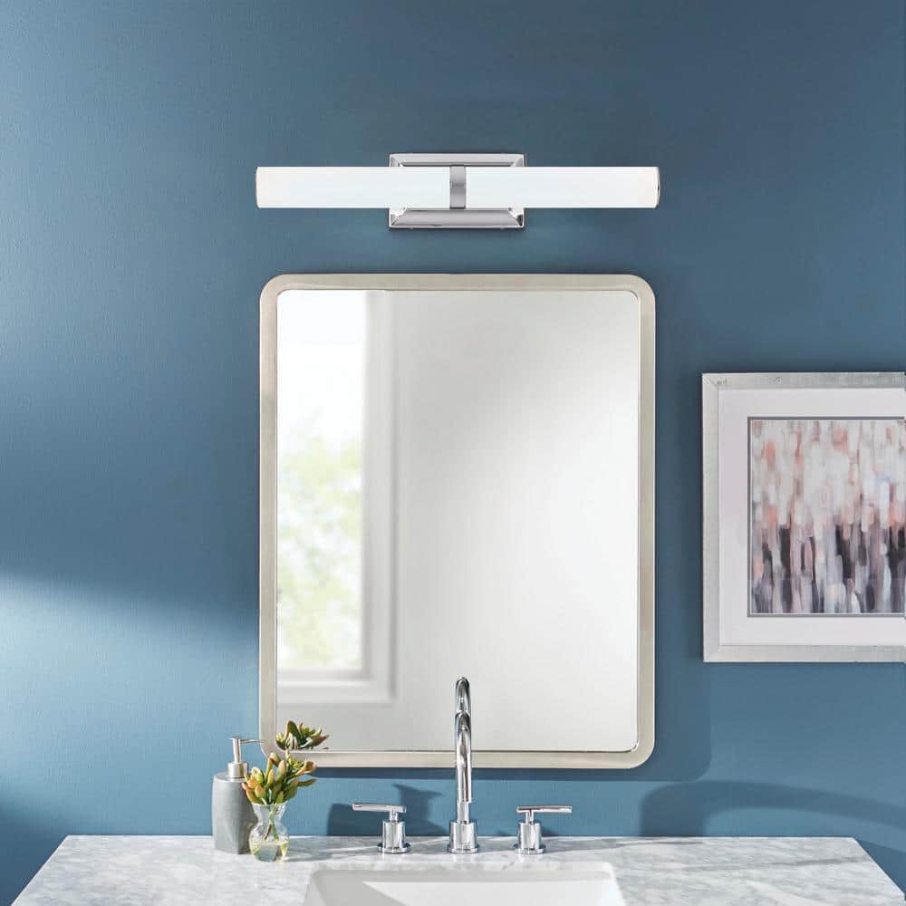 Rolande 100-Watt Equivalent Polished Nickel LED Vanity Light with Tube Etched Glass price history on PriceWatchPro